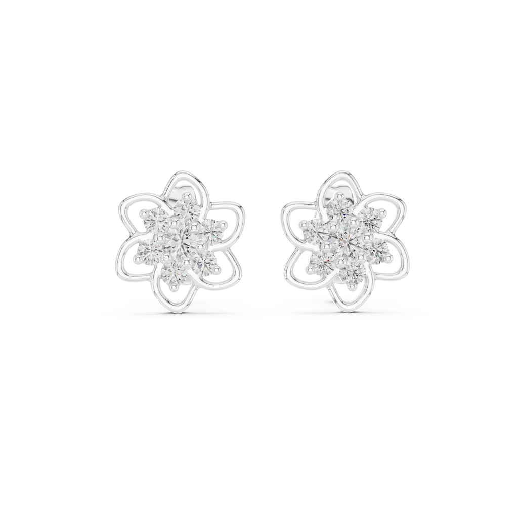 Jasmelle Open Petal Seven Stone Cluster Lab Grown Diamond Earrings