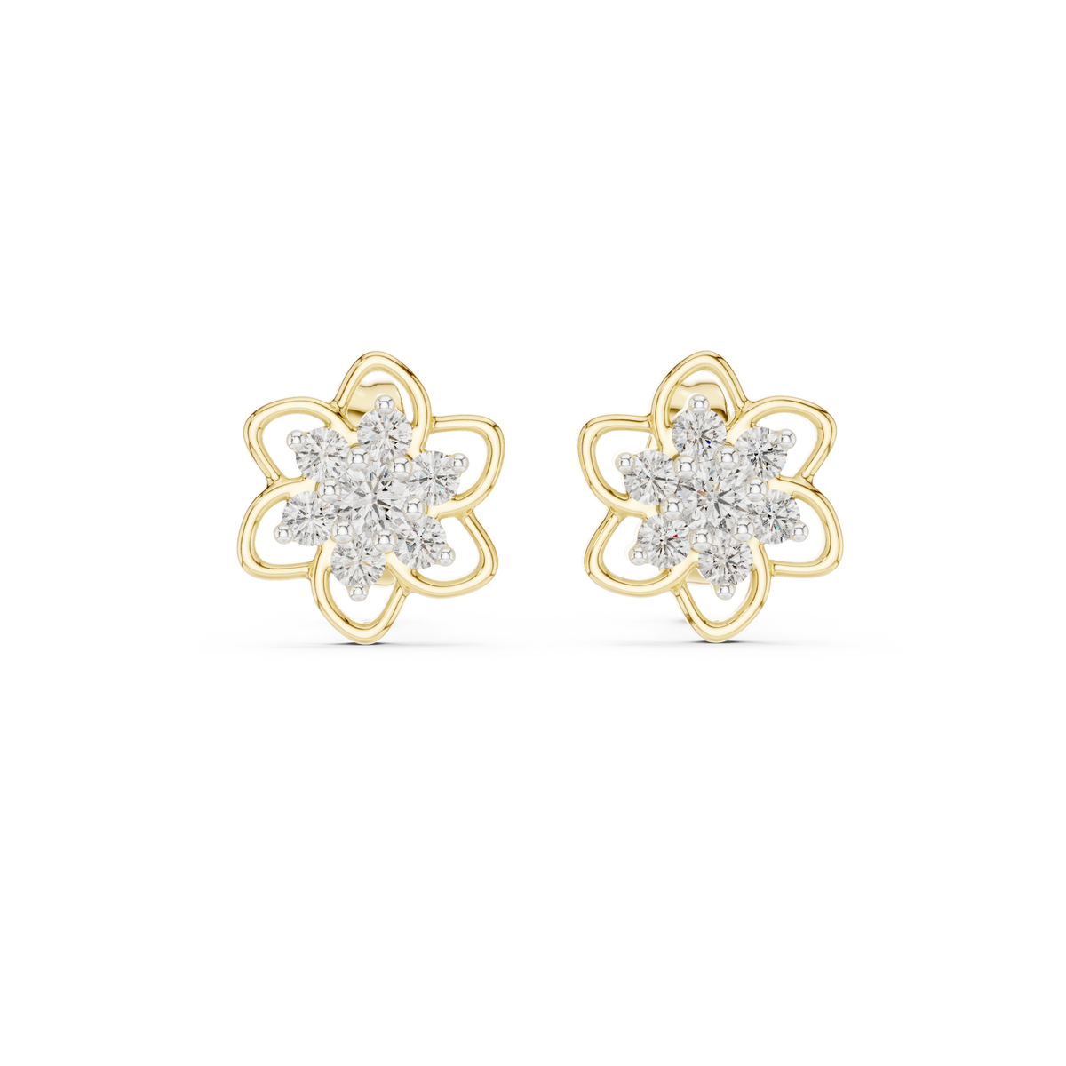 Jasmelle Open Petal Seven Stone Cluster Lab Grown Diamond Earrings