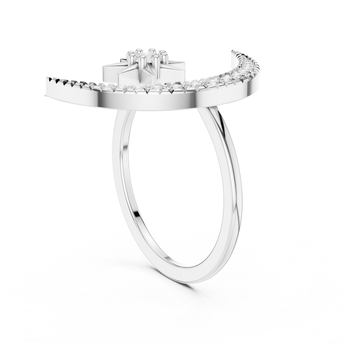Selenara Crescent Moon & Star Open Lab Grown Diamond Ring
