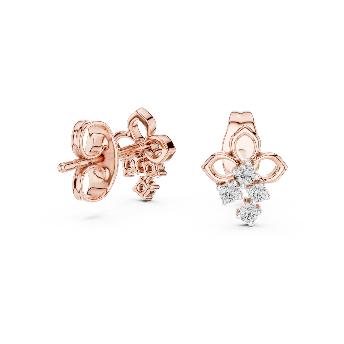 Fleurelle Open Petal Four Stone Cascade Lab Grown Diamond Earrings
