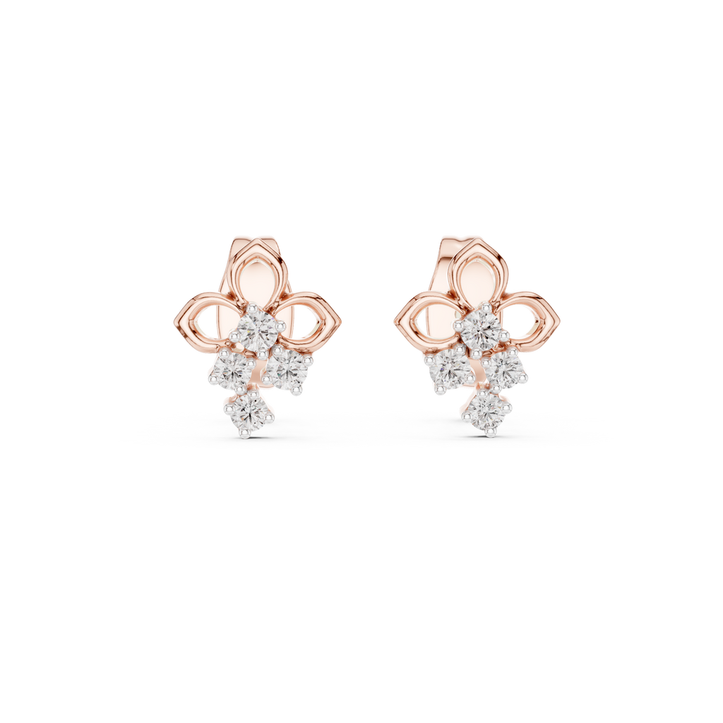 Fleurelle Open Petal Four Stone Cascade Lab Grown Diamond Earrings