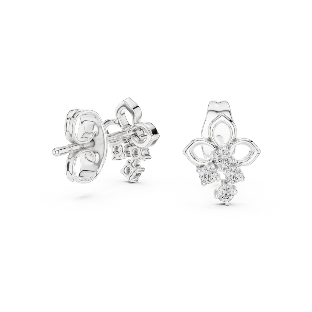 Fleurelle Open Petal Four Stone Cascade Lab Grown Diamond Earrings