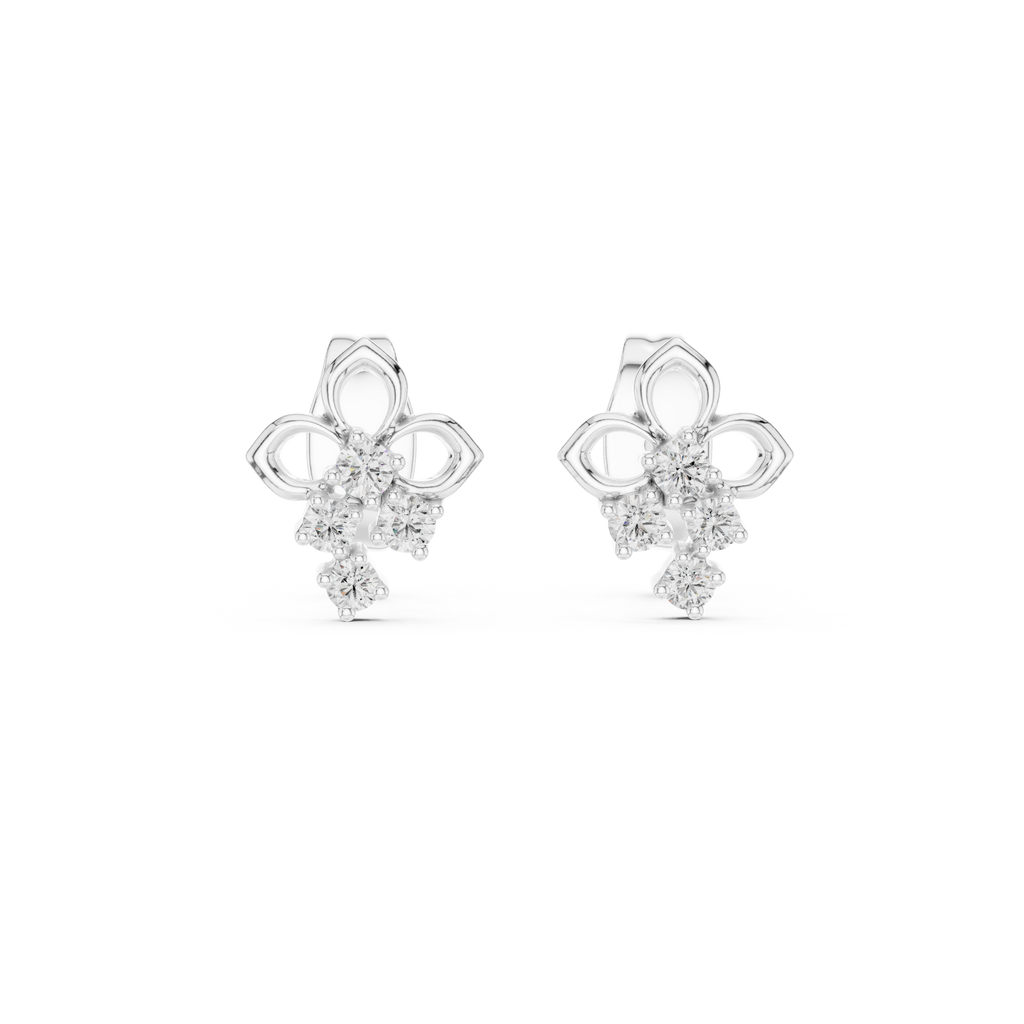 Fleurelle Open Petal Four Stone Cascade Lab Grown Diamond Earrings