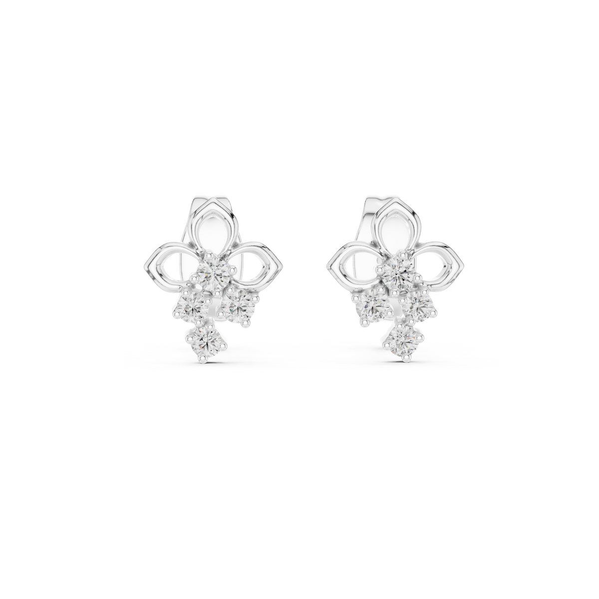 Fleurelle Open Petal Four Stone Cascade Lab Grown Diamond Earrings