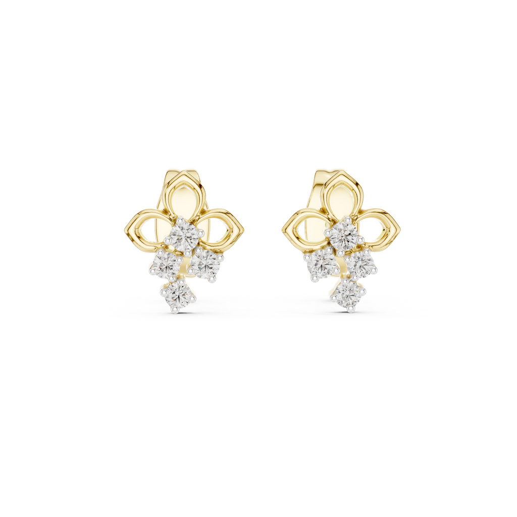 Fleurelle Open Petal Four Stone Cascade Lab Grown Diamond Earrings