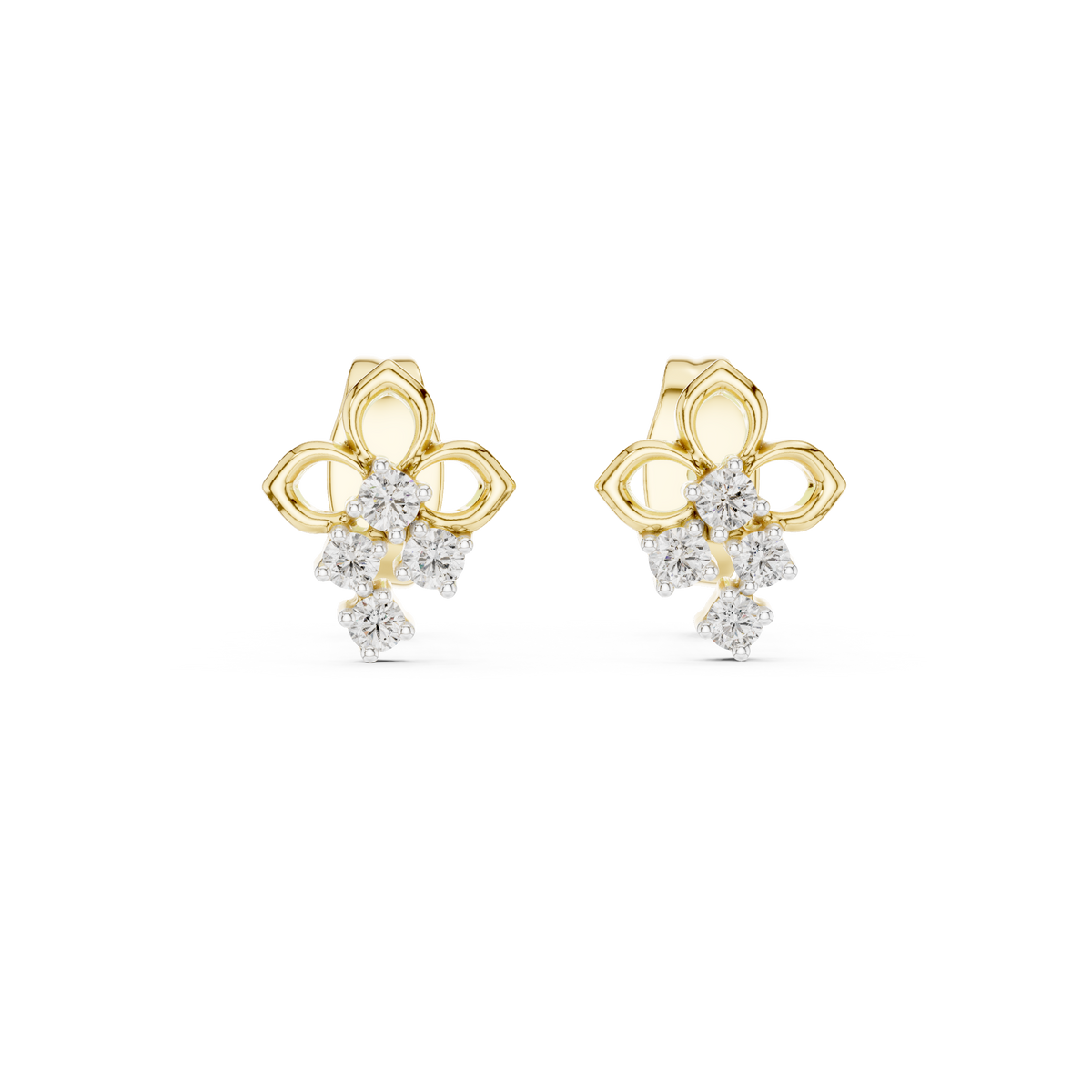 Fleurelle Open Petal Four Stone Cascade Lab Grown Diamond Earrings
