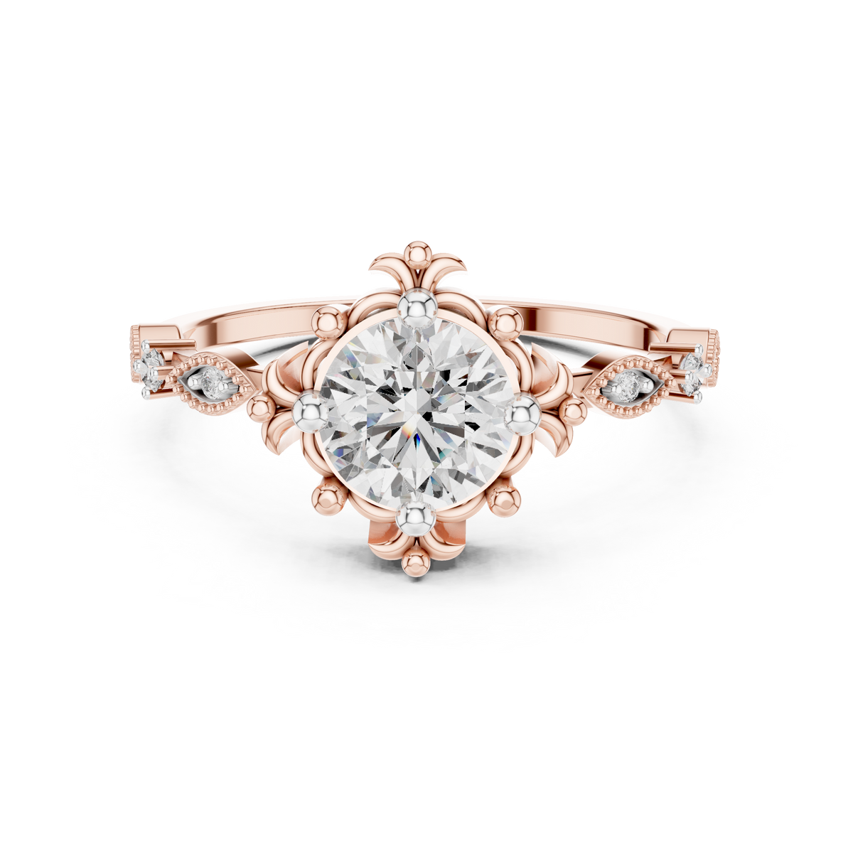 Fleurelle Vintage Fleur Solitaire Lab Grown Diamond Ring