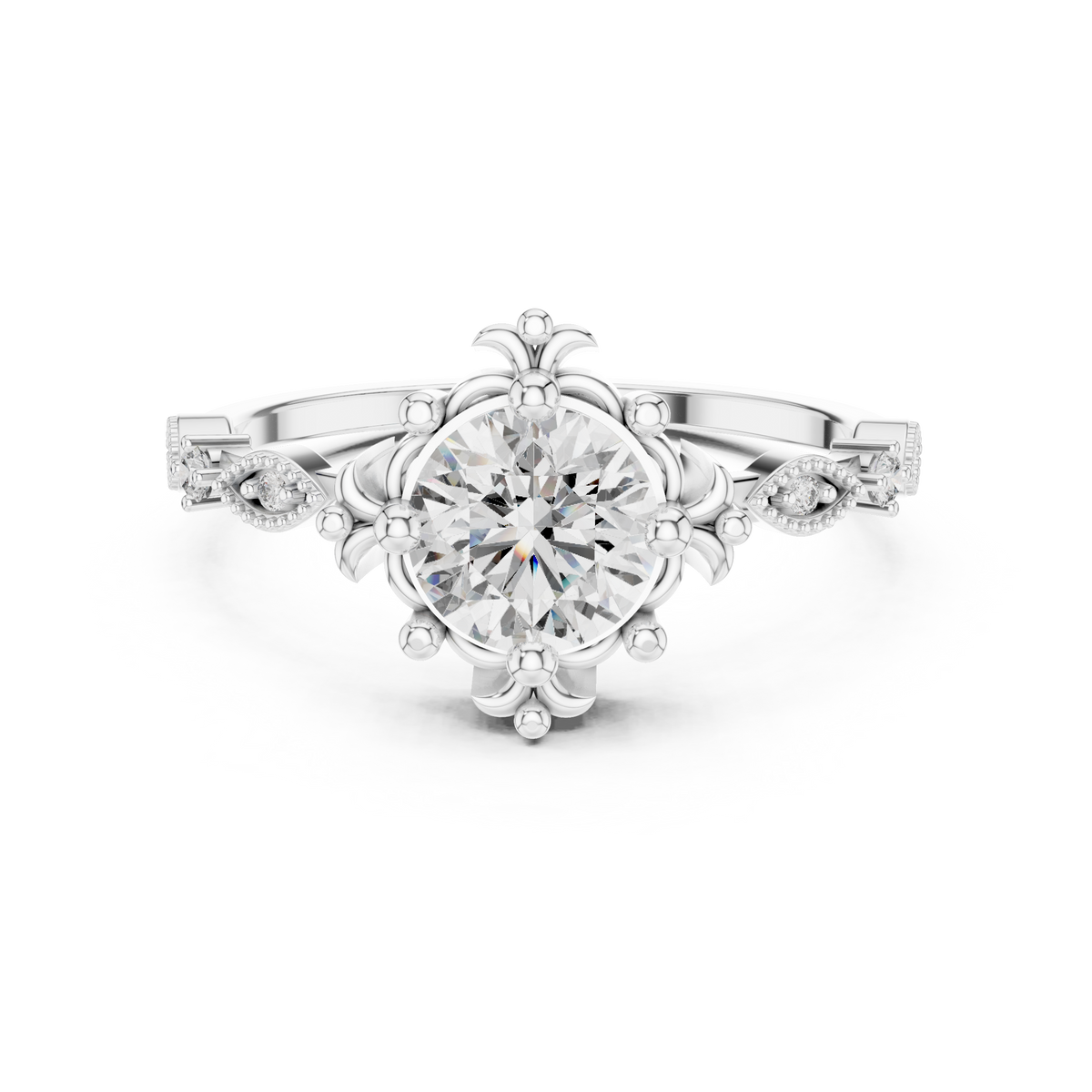 Fleurelle Vintage Fleur Solitaire Lab Grown Diamond Ring