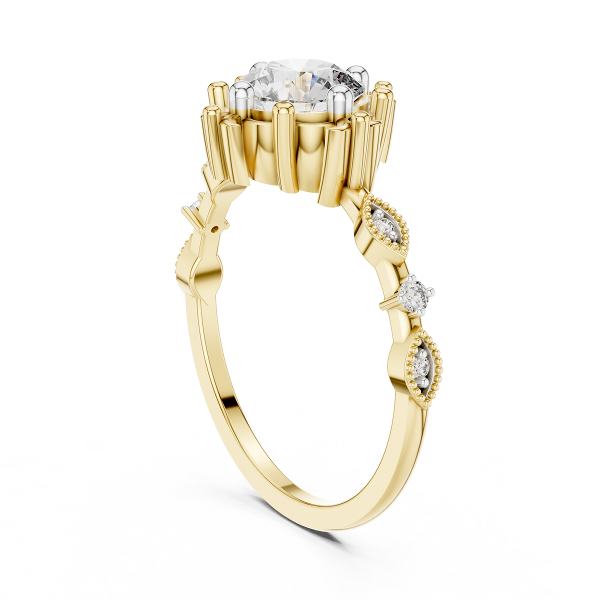 Fleurelle Vintage Fleur Solitaire Lab Grown Diamond Ring