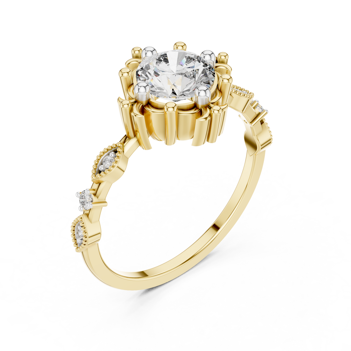 Fleurelle Vintage Fleur Solitaire Lab Grown Diamond Ring