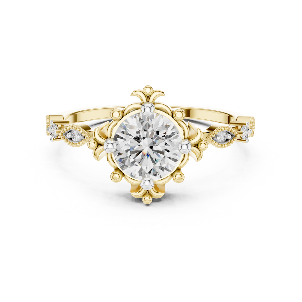 Fleurelle Vintage Fleur Solitaire Lab Grown Diamond Ring