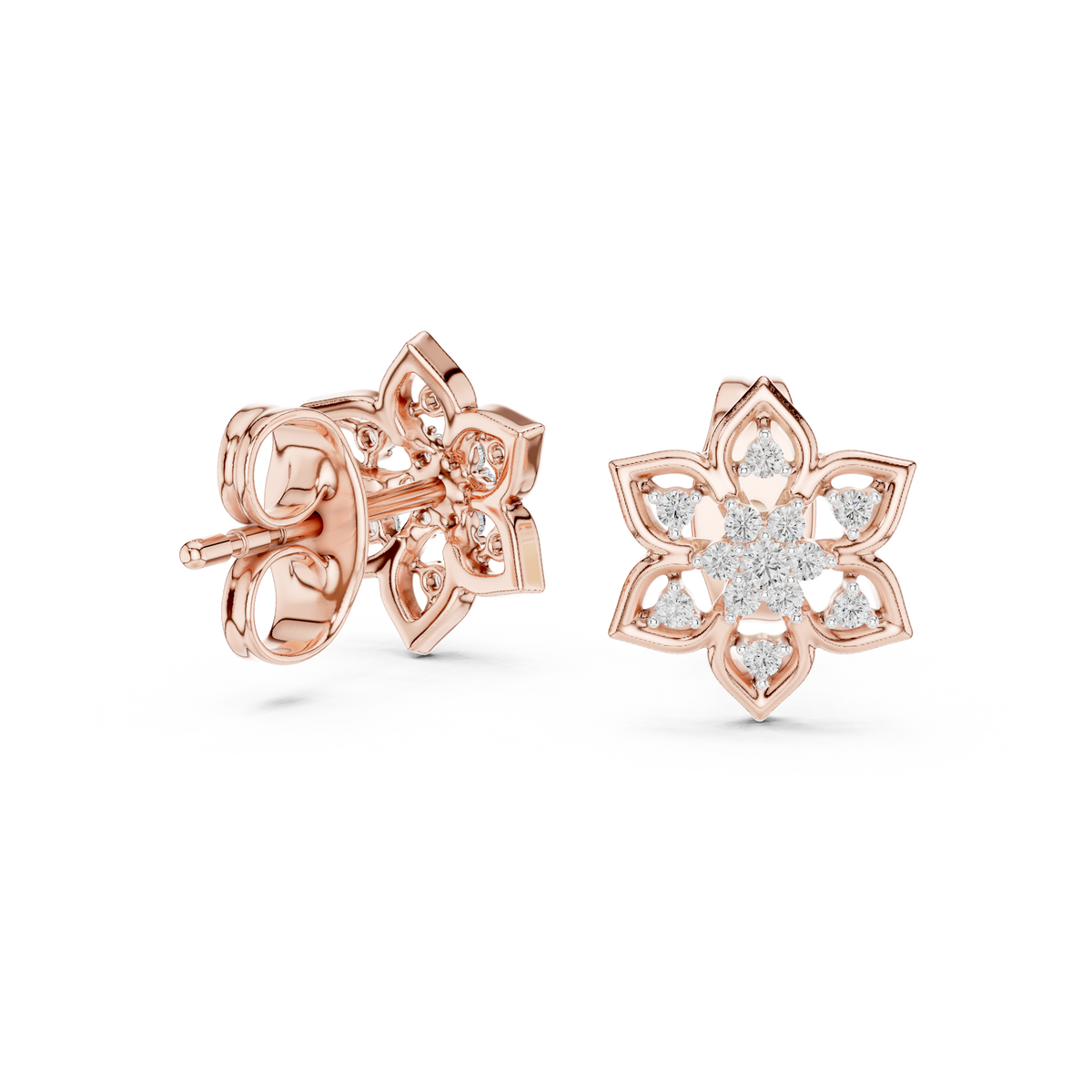 Mandelle Open Petal Star Flower Cluster Lab Grown Diamond Earrings