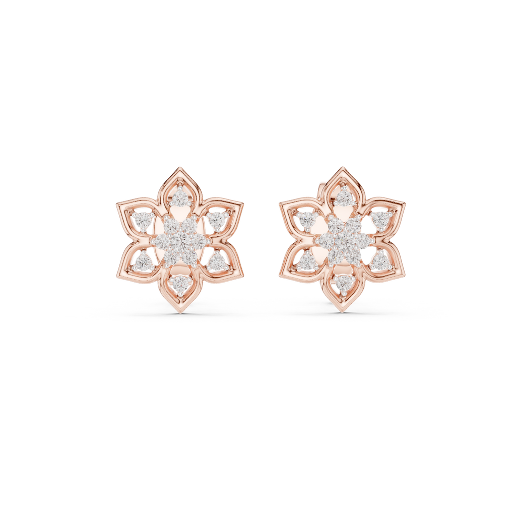 Mandelle Open Petal Star Flower Cluster Lab Grown Diamond Earrings