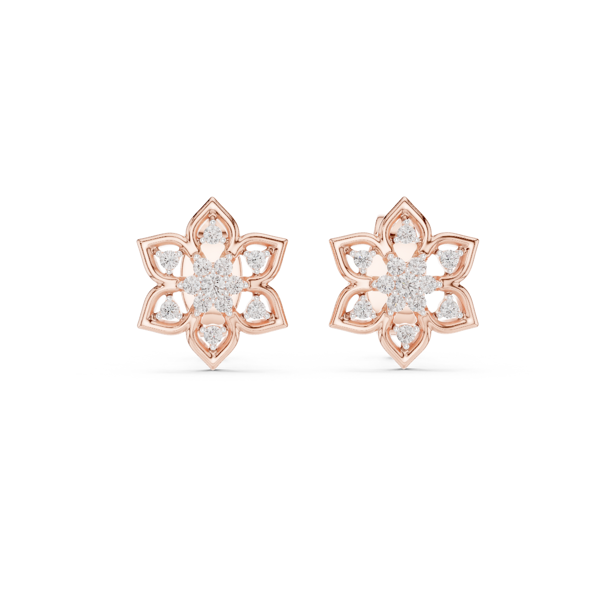 Mandelle Open Petal Star Flower Cluster Lab Grown Diamond Earrings