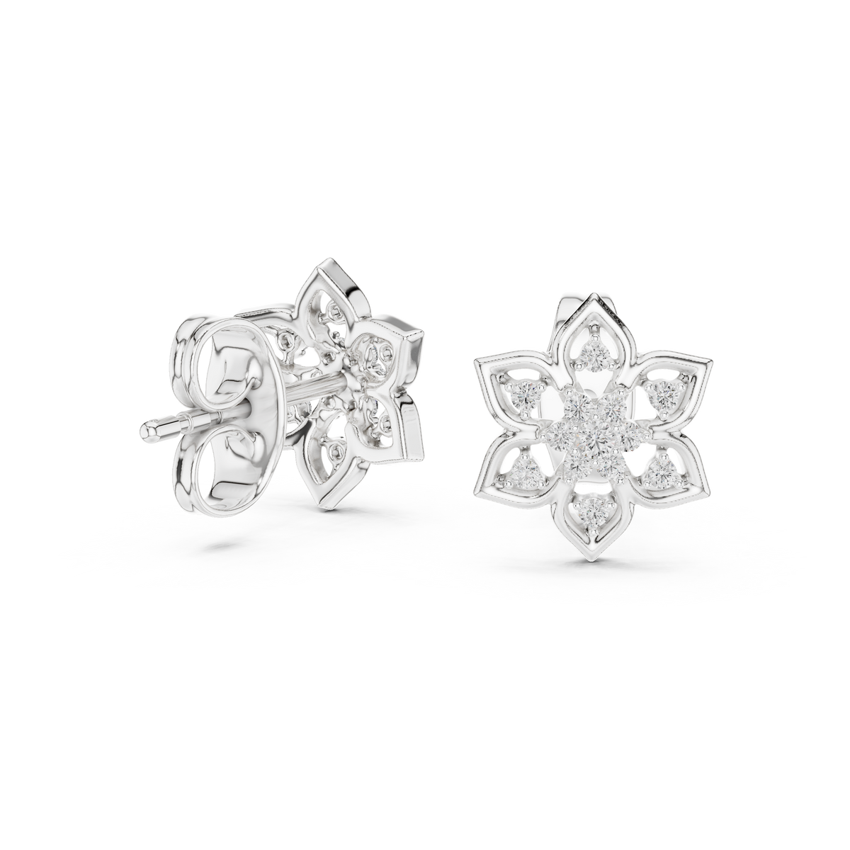 Mandelle Open Petal Star Flower Cluster Lab Grown Diamond Earrings
