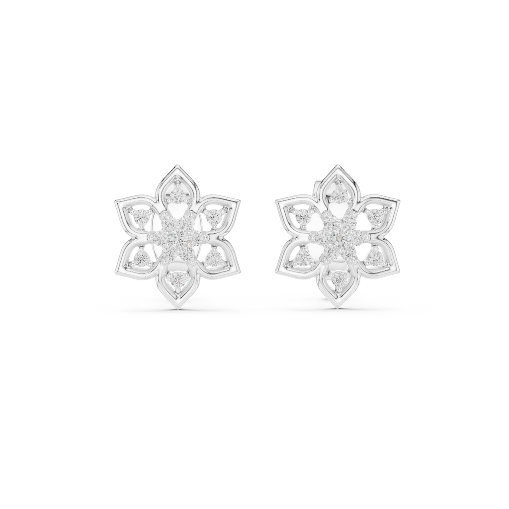 Mandelle Open Petal Star Flower Cluster Lab Grown Diamond Earrings