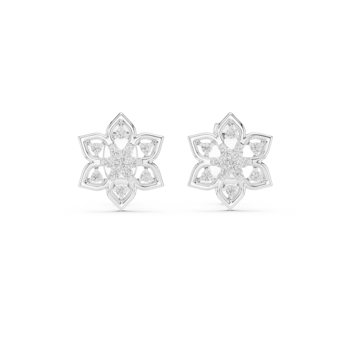 Mandelle Open Petal Star Flower Cluster Lab Grown Diamond Earrings