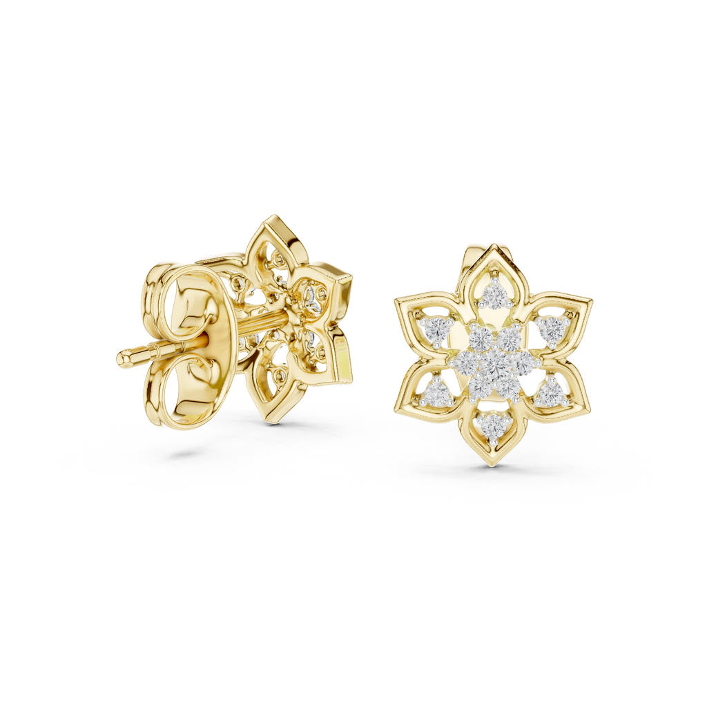 Mandelle Open Petal Star Flower Cluster Lab Grown Diamond Earrings