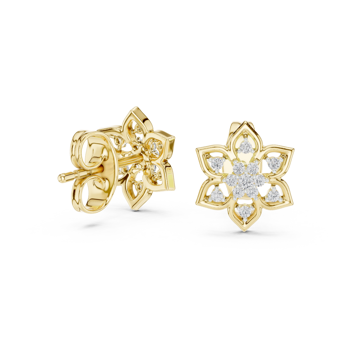 Mandelle Open Petal Star Flower Cluster Lab Grown Diamond Earrings
