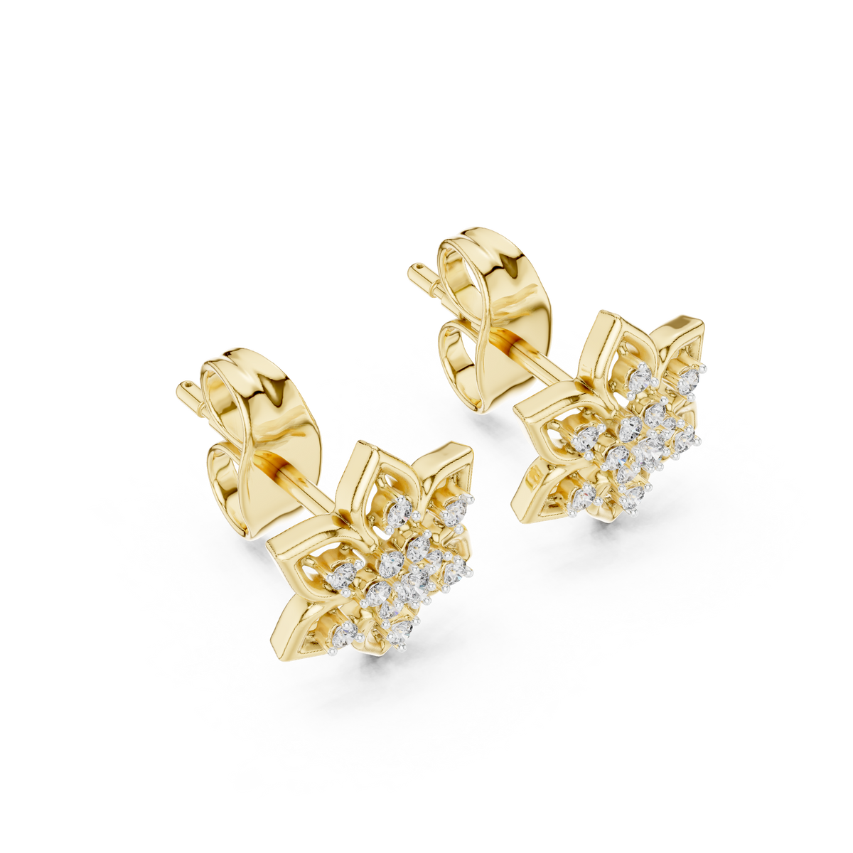 Mandelle Open Petal Star Flower Cluster Lab Grown Diamond Earrings