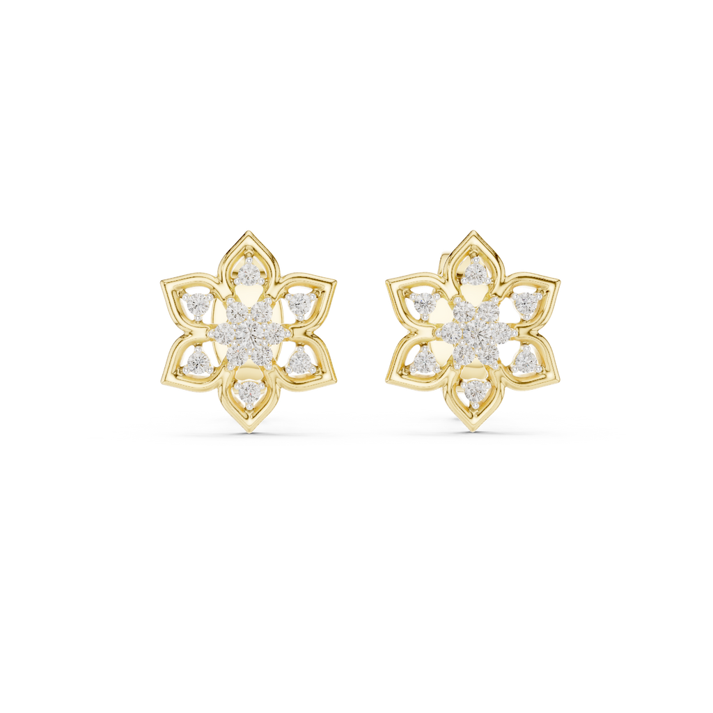 Mandelle Open Petal Star Flower Cluster Lab Grown Diamond Earrings