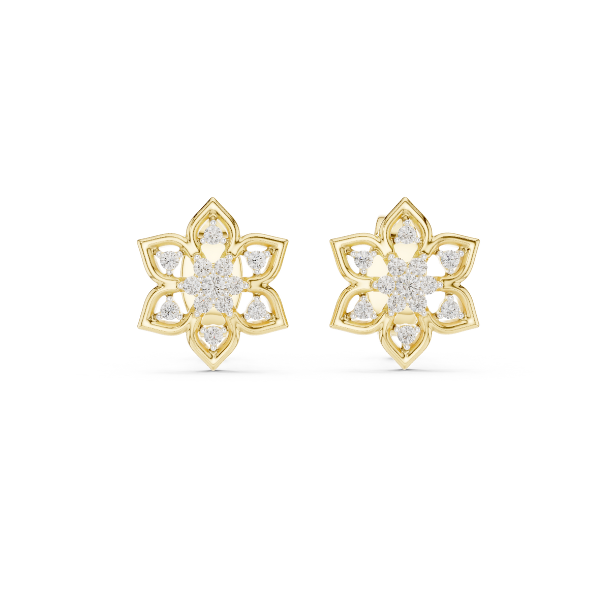 Mandelle Open Petal Star Flower Cluster Lab Grown Diamond Earrings
