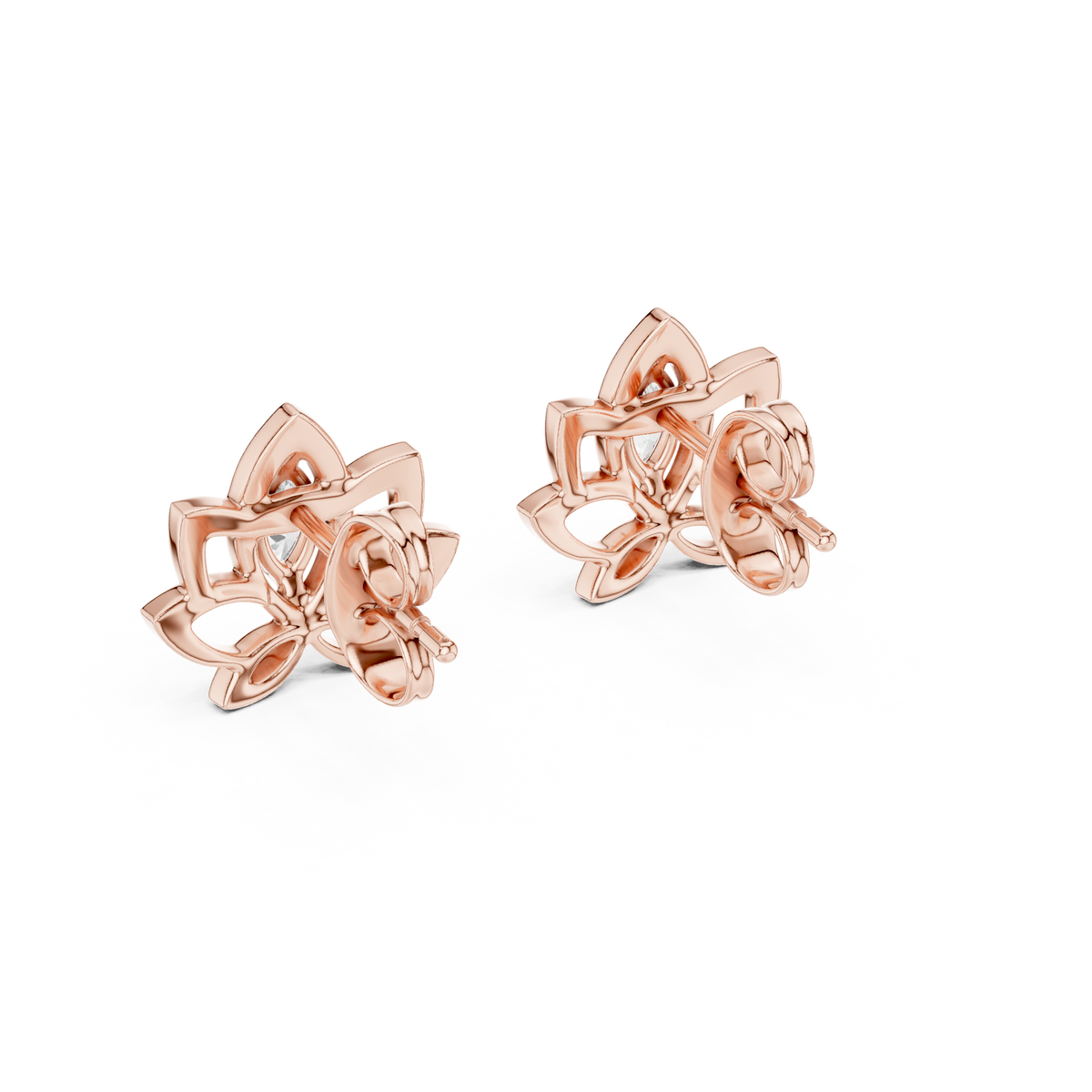 Padmelle Open Lotus Marquise Solitaire Lab Grown Diamond Earrings