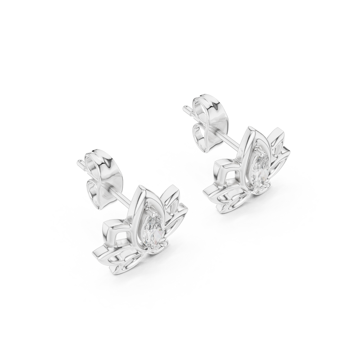Padmelle Open Lotus Marquise Solitaire Lab Grown Diamond Earrings