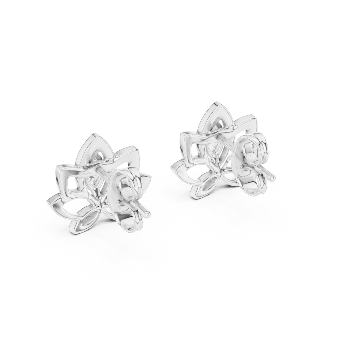 Padmelle Open Lotus Marquise Solitaire Lab Grown Diamond Earrings