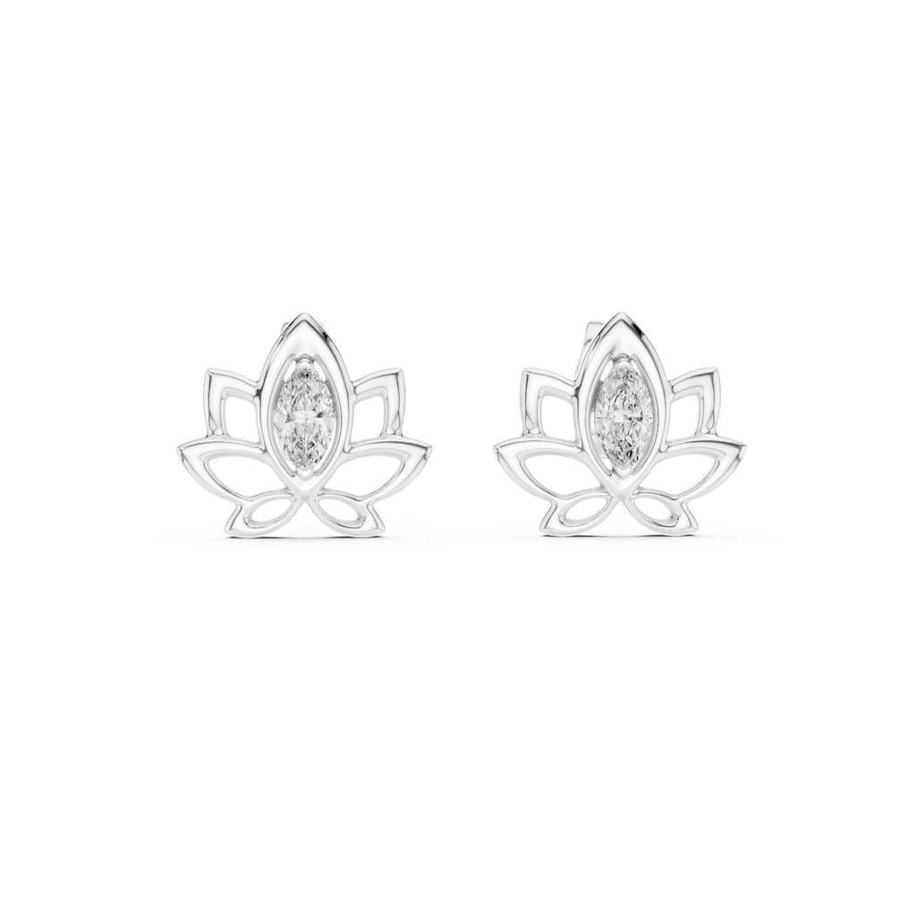 Padmelle Open Lotus Marquise Solitaire Lab Grown Diamond Earrings