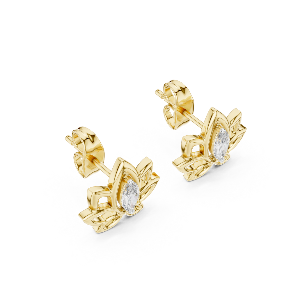 Padmelle Open Lotus Marquise Solitaire Lab Grown Diamond Earrings