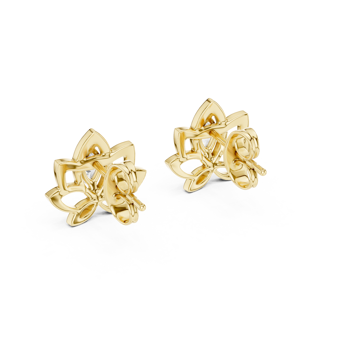 Padmelle Open Lotus Marquise Solitaire Lab Grown Diamond Earrings