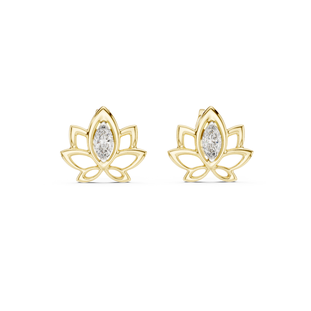 Padmelle Open Lotus Marquise Solitaire Lab Grown Diamond Earrings