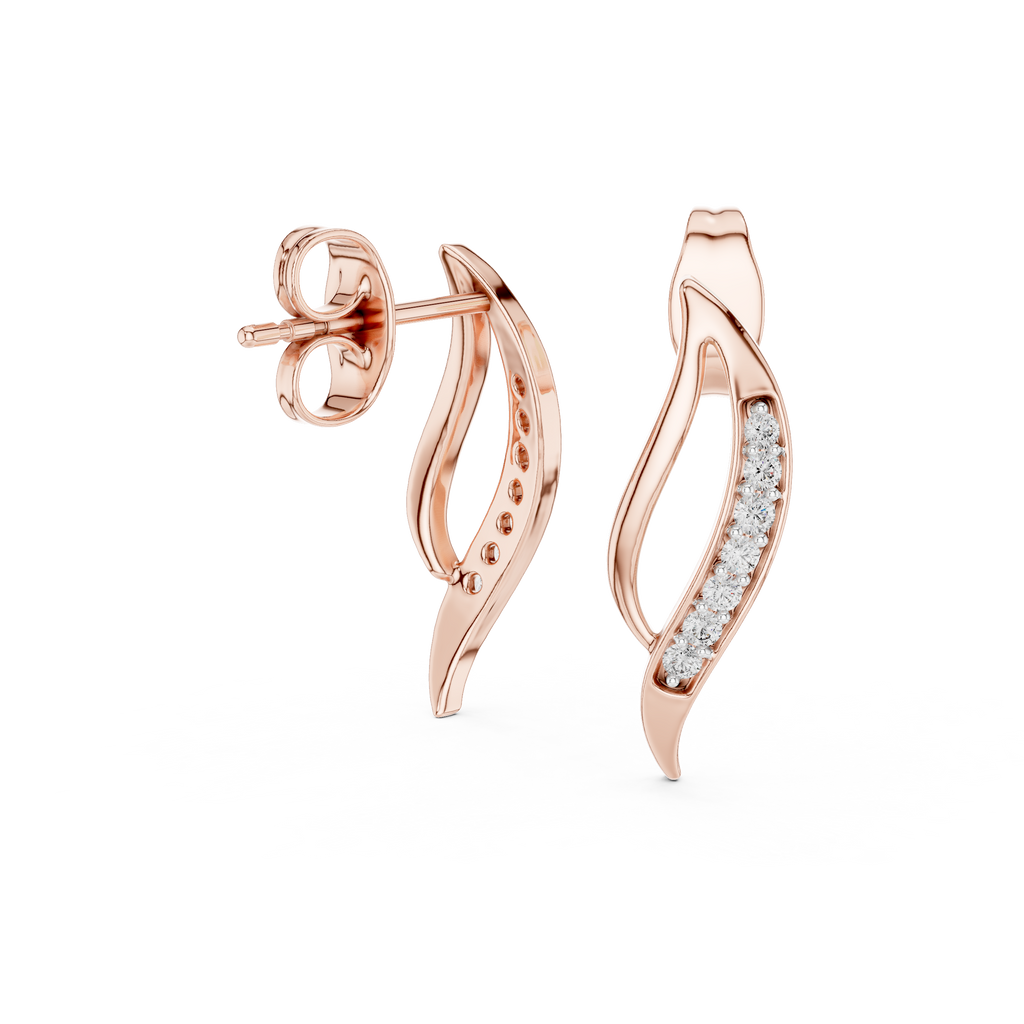 Flamelle Sculpted Ribbon Wave Pavé Lab Grown Diamond Earrings