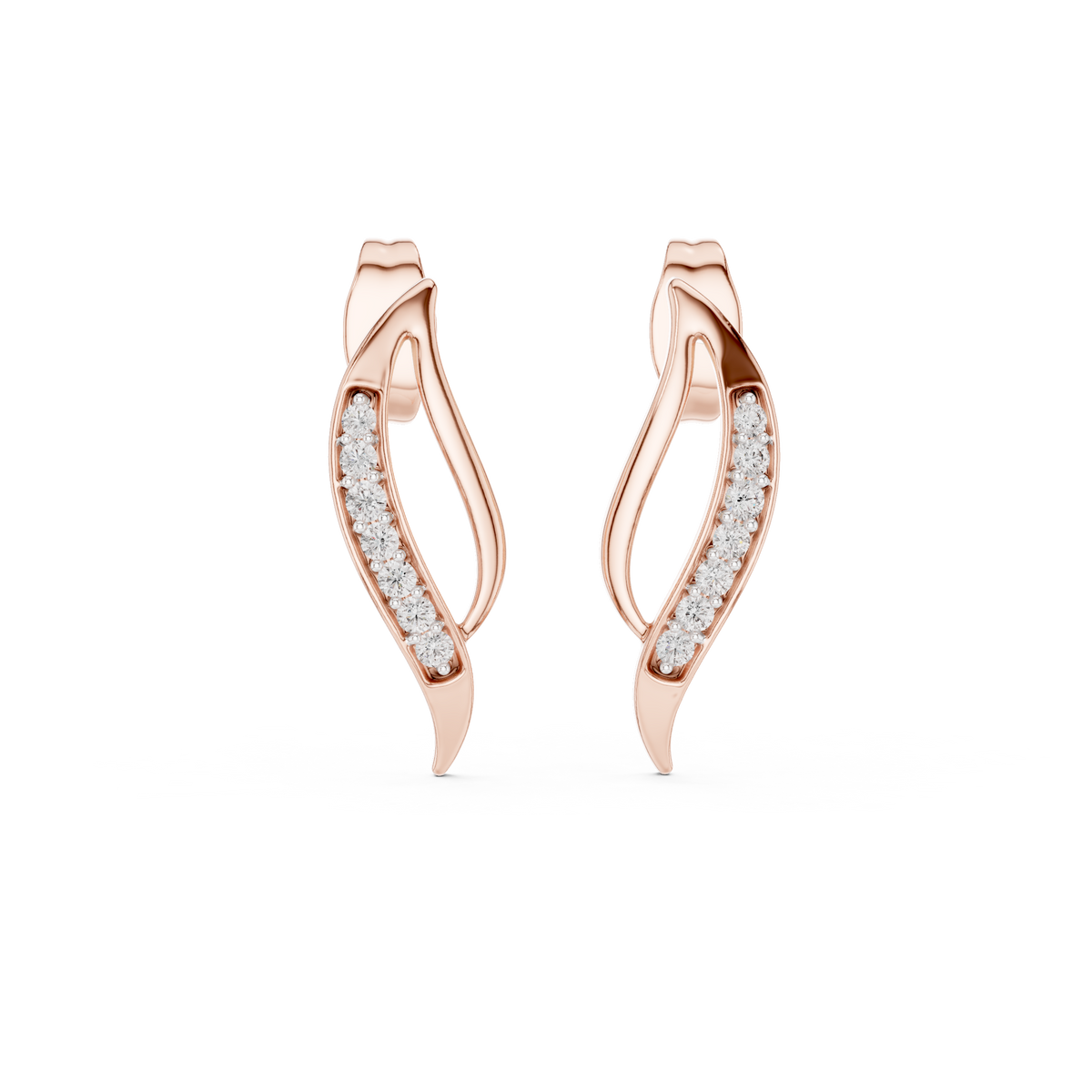 Flamelle Sculpted Ribbon Wave Pavé Lab Grown Diamond Earrings