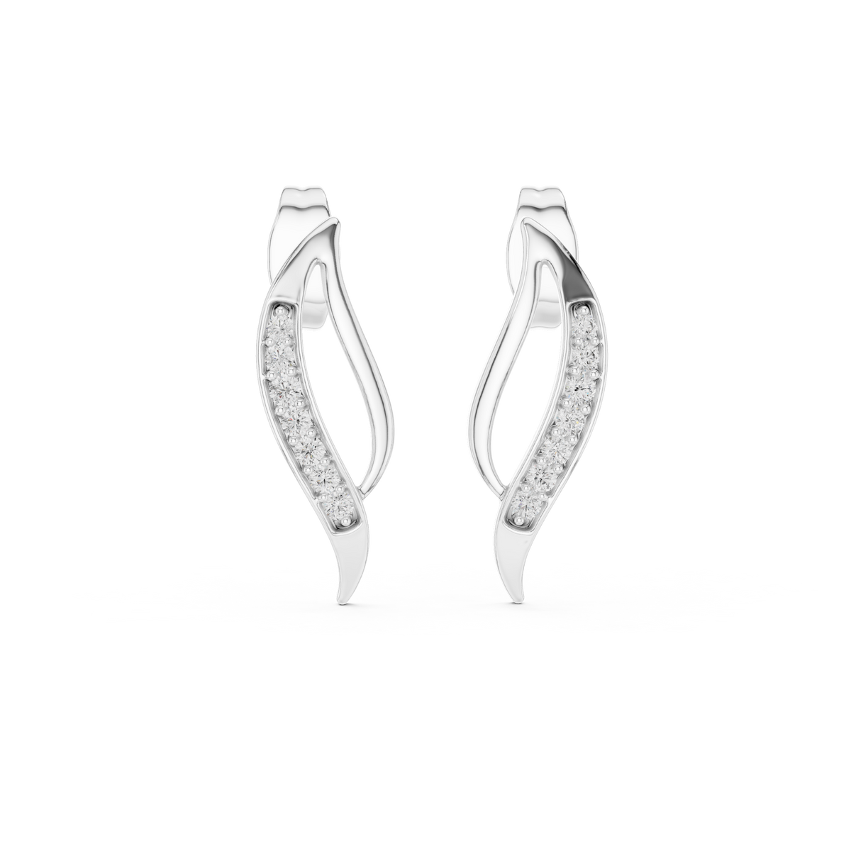 Flamelle Sculpted Ribbon Wave Pavé Lab Grown Diamond Earrings