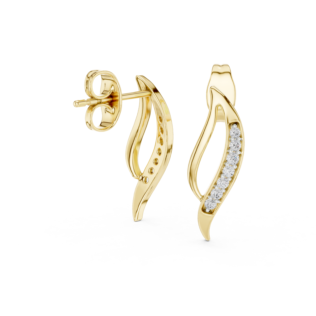 Flamelle Sculpted Ribbon Wave Pavé Lab Grown Diamond Earrings