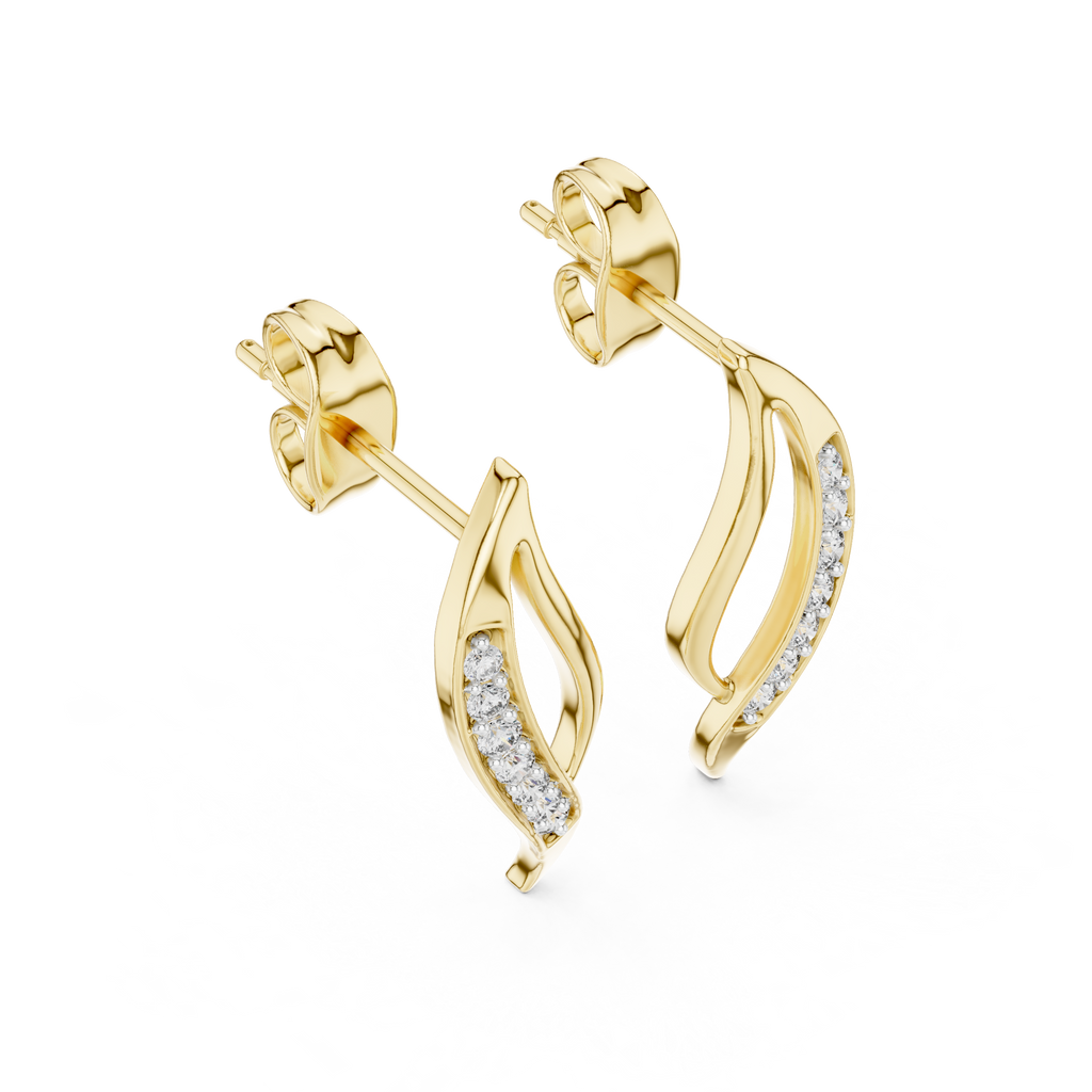Flamelle Sculpted Ribbon Wave Pavé Lab Grown Diamond Earrings