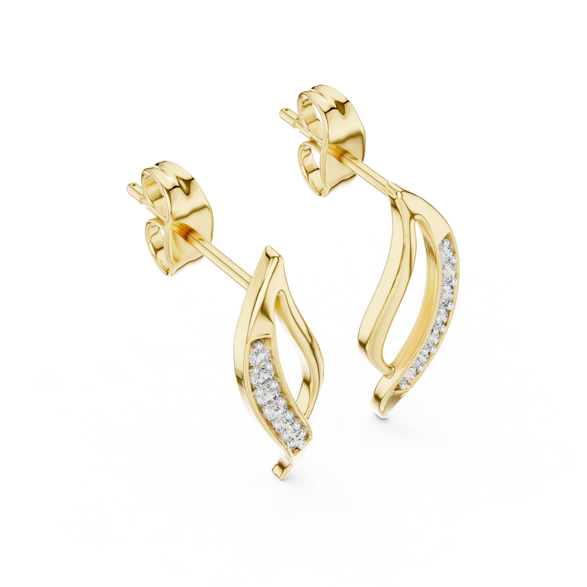 Flamelle Sculpted Ribbon Wave Pavé Lab Grown Diamond Earrings