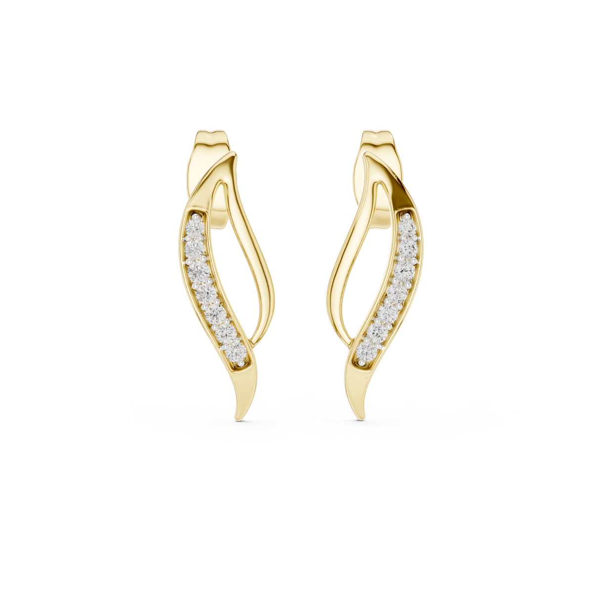 Flamelle Sculpted Ribbon Wave Pavé Lab Grown Diamond Earrings