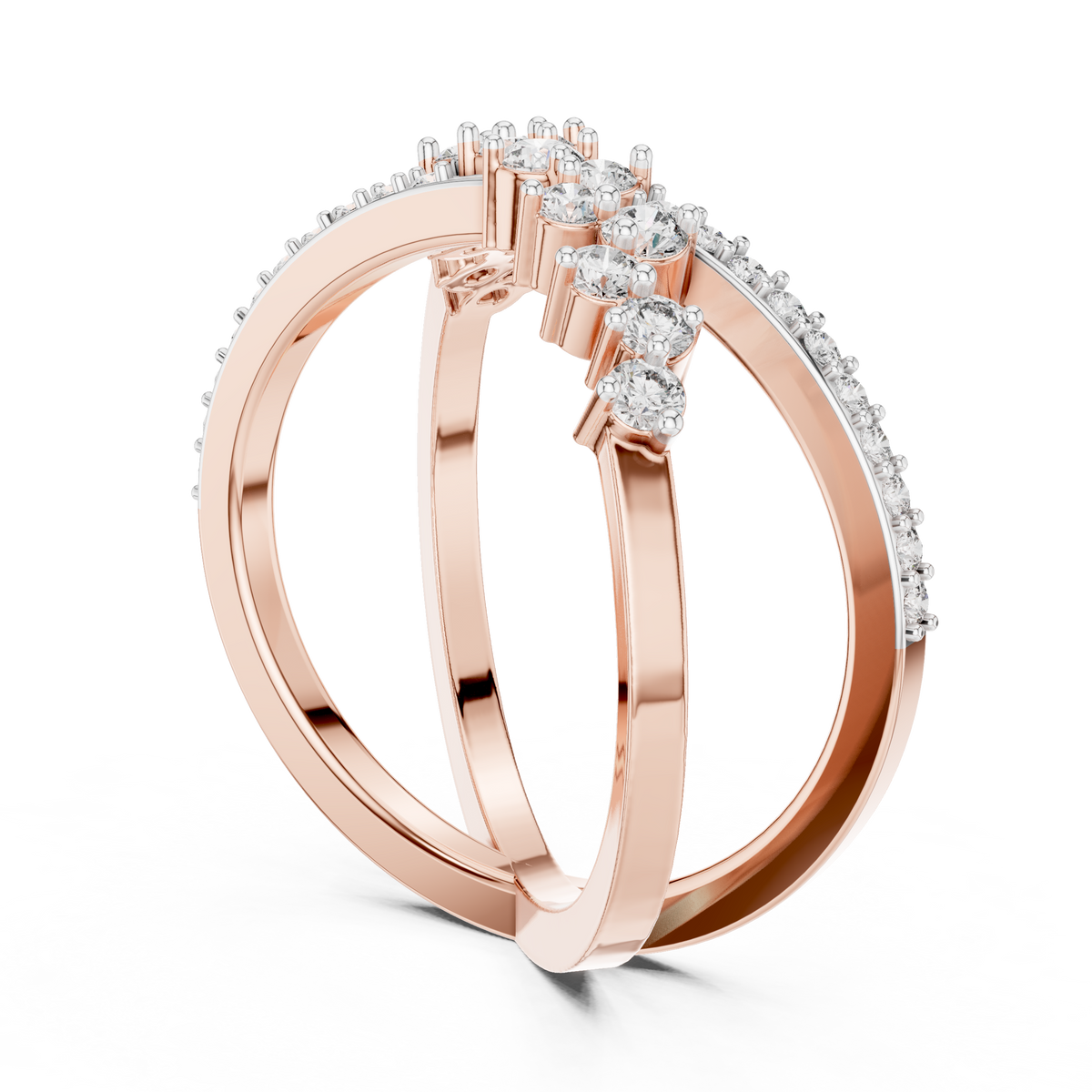 Crisselle Criss Cross Cluster Lab Grown Diamond Ring