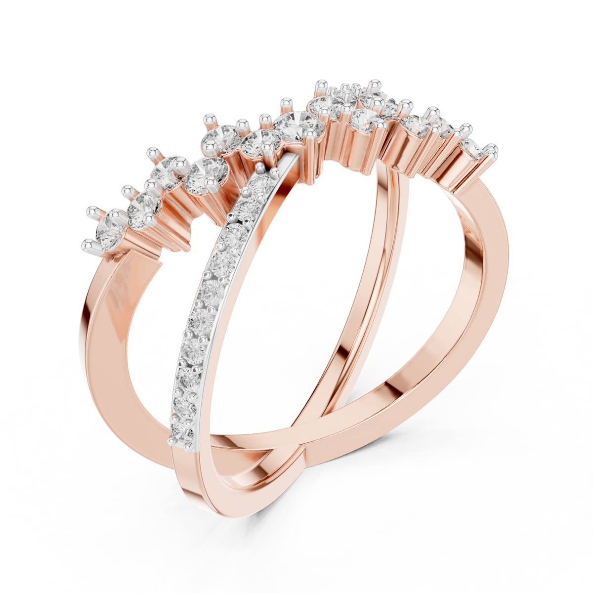 Crisselle Criss Cross Cluster Lab Grown Diamond Ring