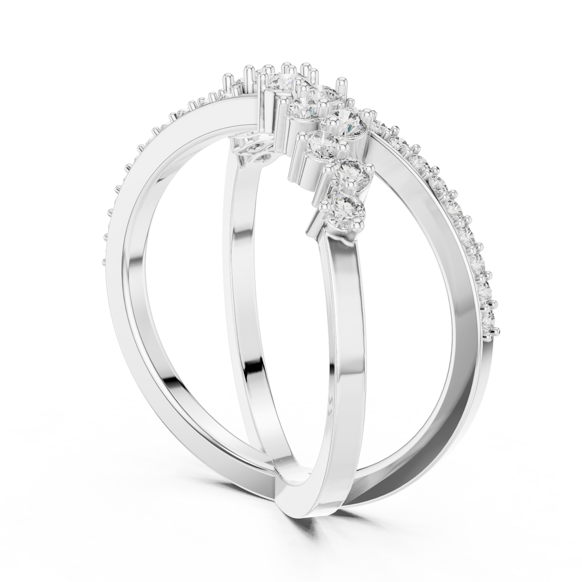 Crisselle Criss Cross Cluster Lab Grown Diamond Ring
