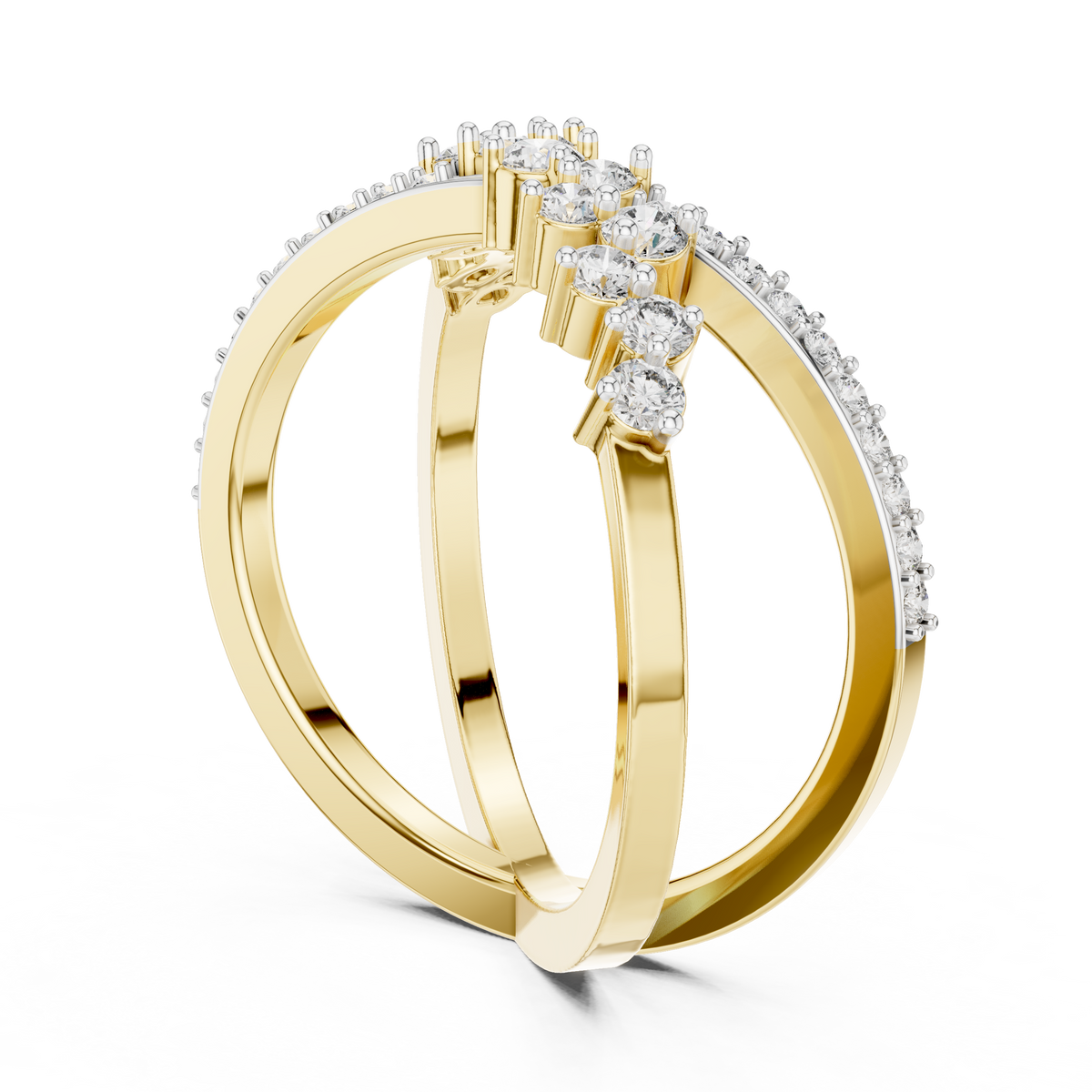 Crisselle Criss Cross Cluster Lab Grown Diamond Ring