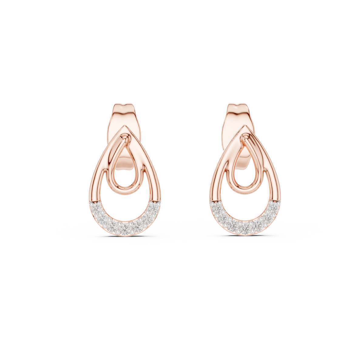 Dewelle Nested Teardrop Pavé Lab Grown Diamond Earrings
