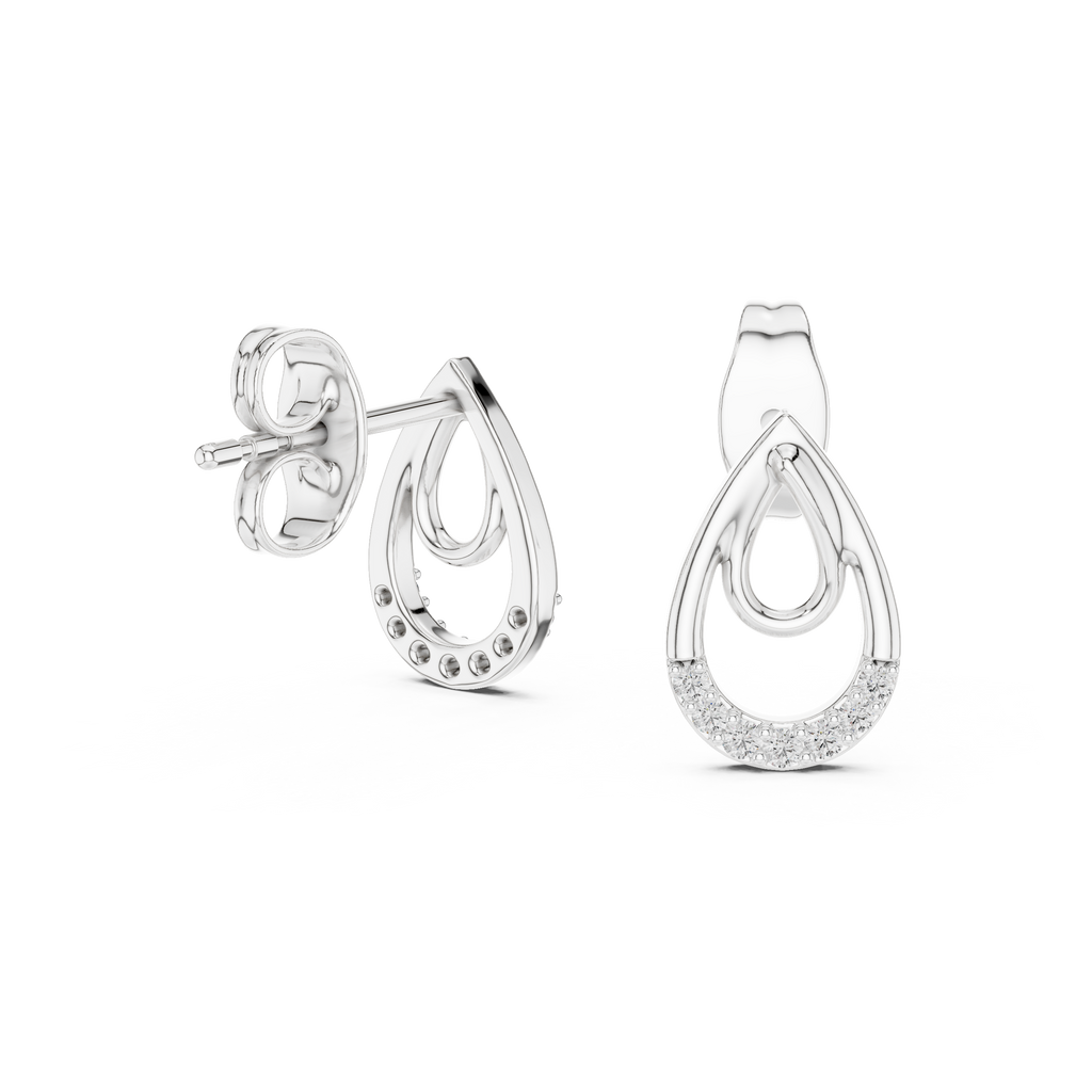 Dewelle Nested Teardrop Pavé Lab Grown Diamond Earrings
