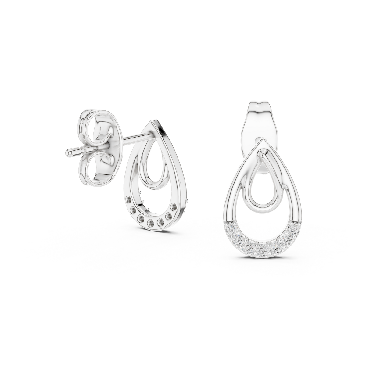 Dewelle Nested Teardrop Pavé Lab Grown Diamond Earrings