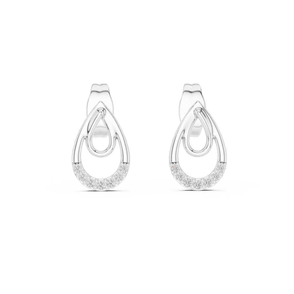 Dewelle Nested Teardrop Pavé Lab Grown Diamond Earrings