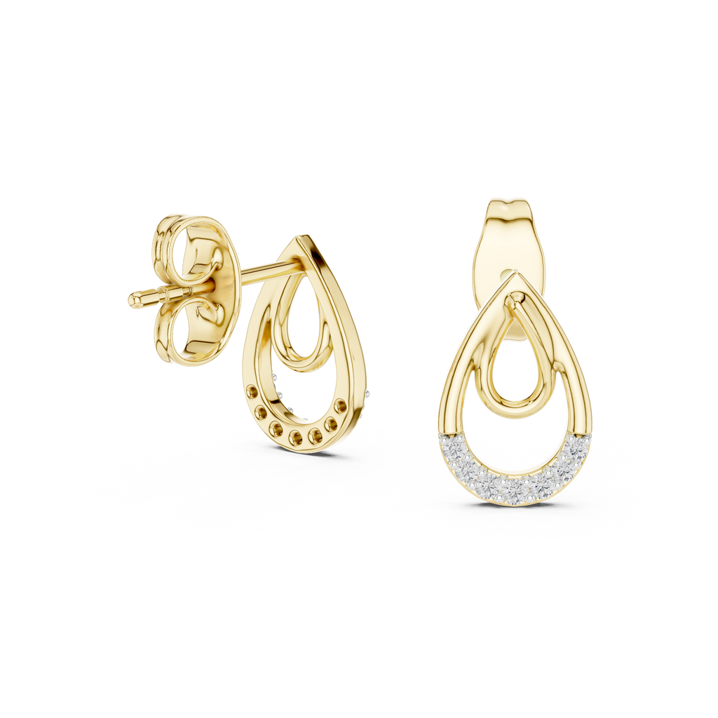 Dewelle Nested Teardrop Pavé Lab Grown Diamond Earrings