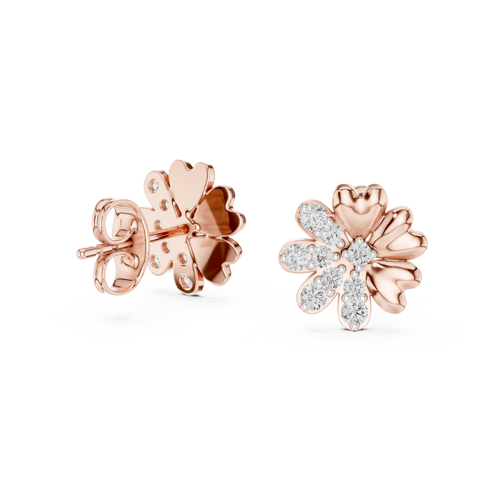 Bloomelle Half Pavé Half Polished Petal Lab Grown Diamond Earrings